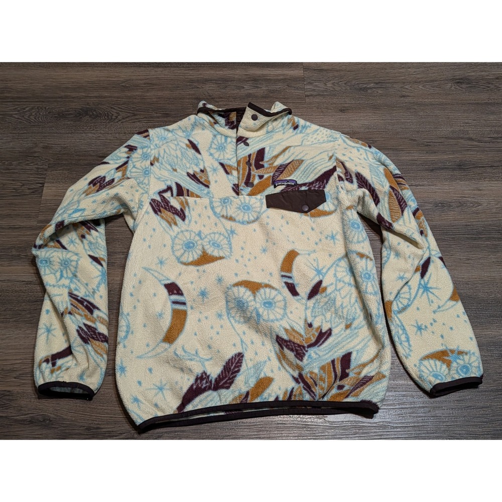 Patagonia Synchilla Night Owl Fleece Snap-T Pullover Cream Mens Small